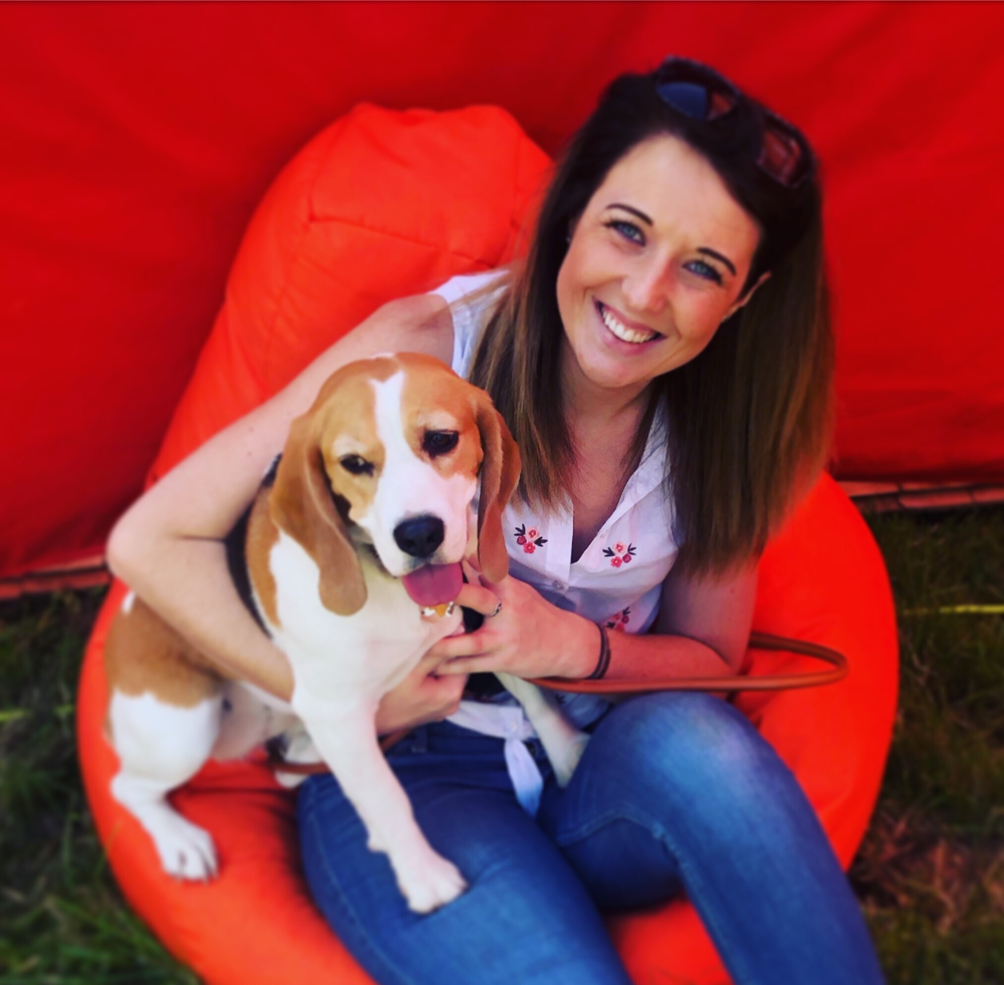Image of Katy Morris with a dog.
