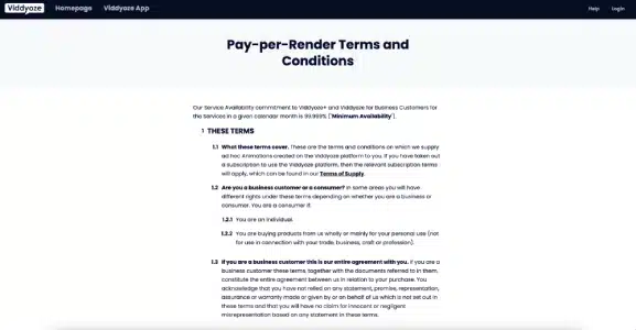 Viddyoze Declaration Terms And Conditions Page