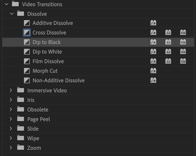 Transitions in Premiere Pro