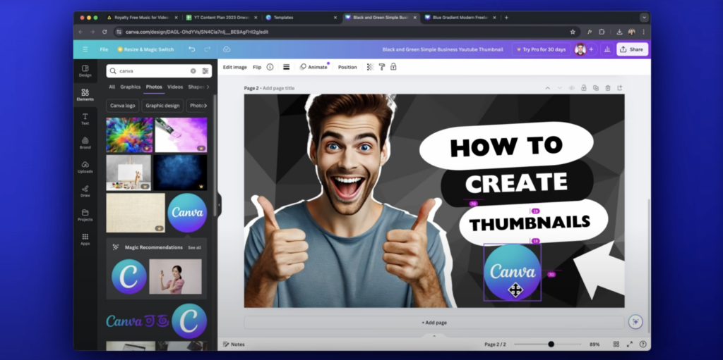 create thumbnail on canva